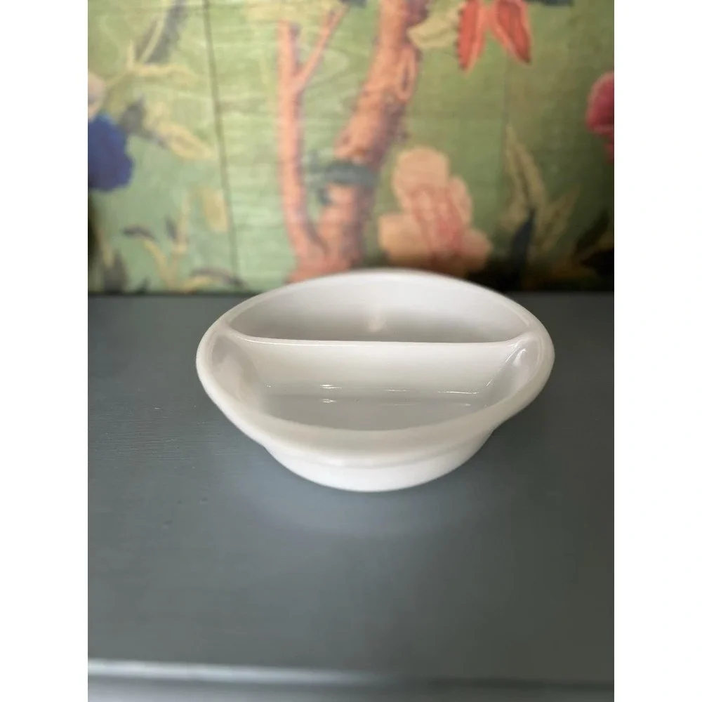 Vtg GlasBake Divided Casserole Dish J-239 Milk Glass USA